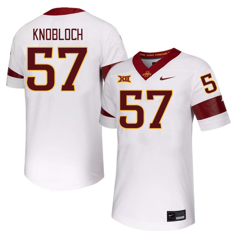 Men #57 Drake Knobloch Iowa State Cyclones College Football Jerseys Stitched-White